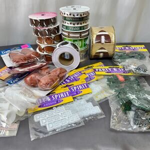 Football Theme Crafting Lot Homecoming Mums Ribbon Plastic Footballs & Trinkets